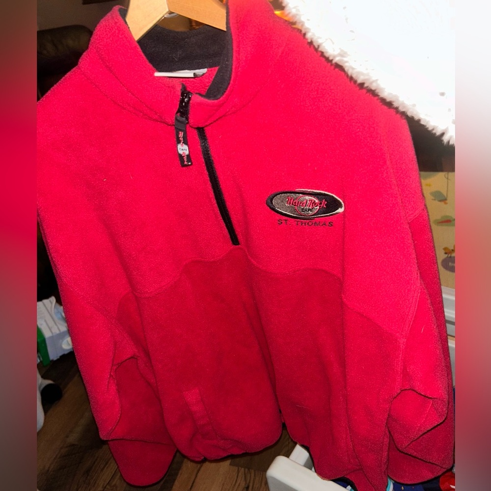 Vintage Hard Rock Cafe St. Thomas Fleece Pullover size Large